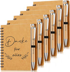 6er-Set Dankeschön-Geschenke für Kollegen, Lehrer, Lehrerinnen, Abschiedsgeschenk, inspirierende Mitarbeitergeschenke, Spiralnotizblock und Holzkugelschreiber.