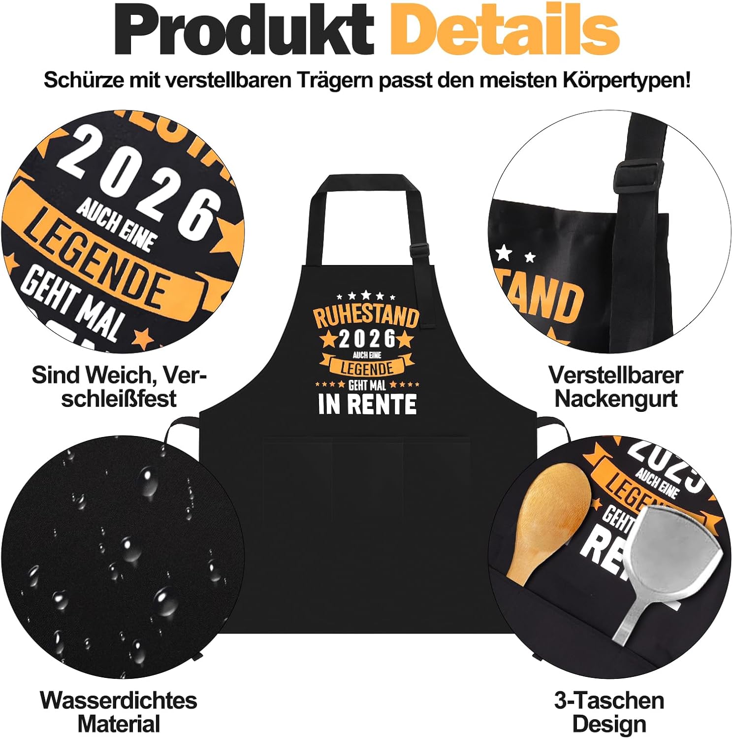 Lustige Grillschürze „Ruhestand 2026“