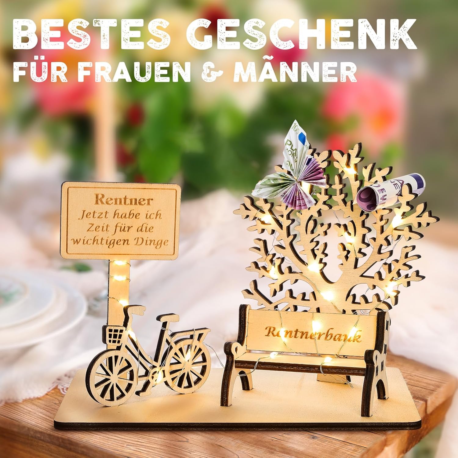 Personalisierbare Rentnerbank & Fahrrad Dekoration