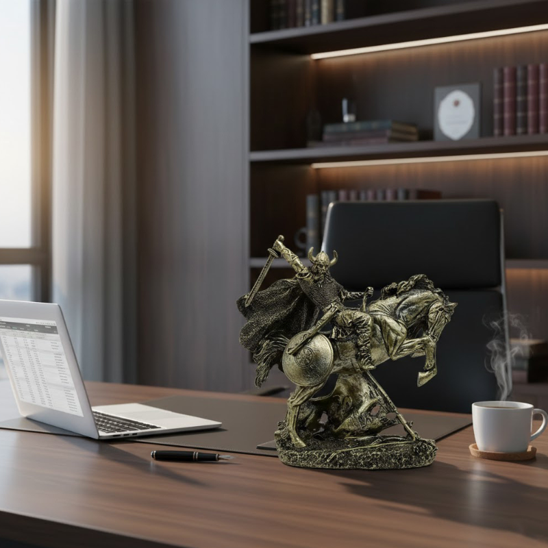 Wikinger-Krieger auf steigendem Pferd