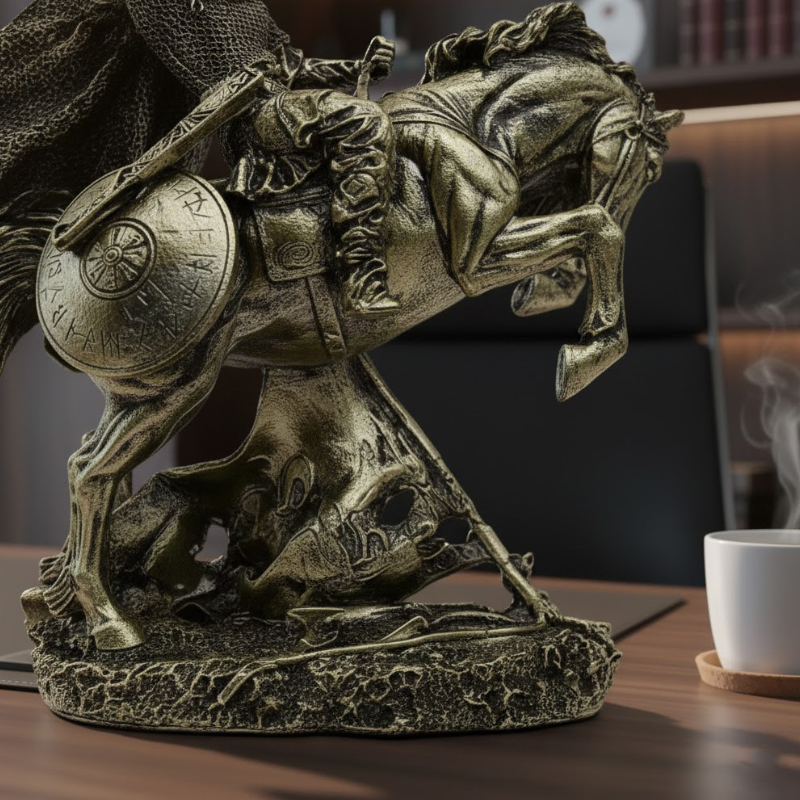 Wikinger-Krieger auf steigendem Pferd