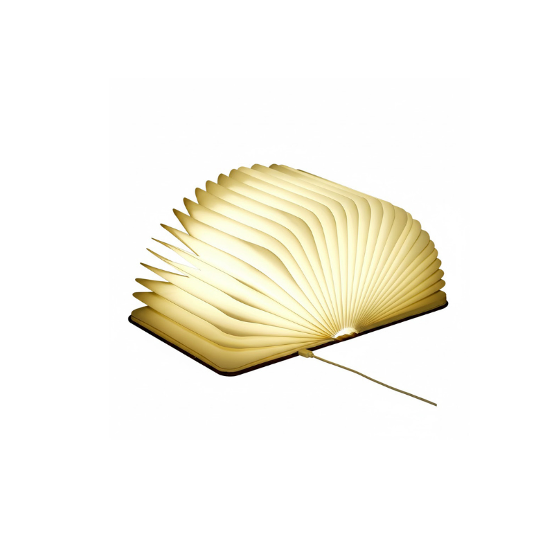 Kreative LED Buchlampe aus Echtholz – Faltbare Stimmungsleuchte mit 6 Farben & USB-Aufladung