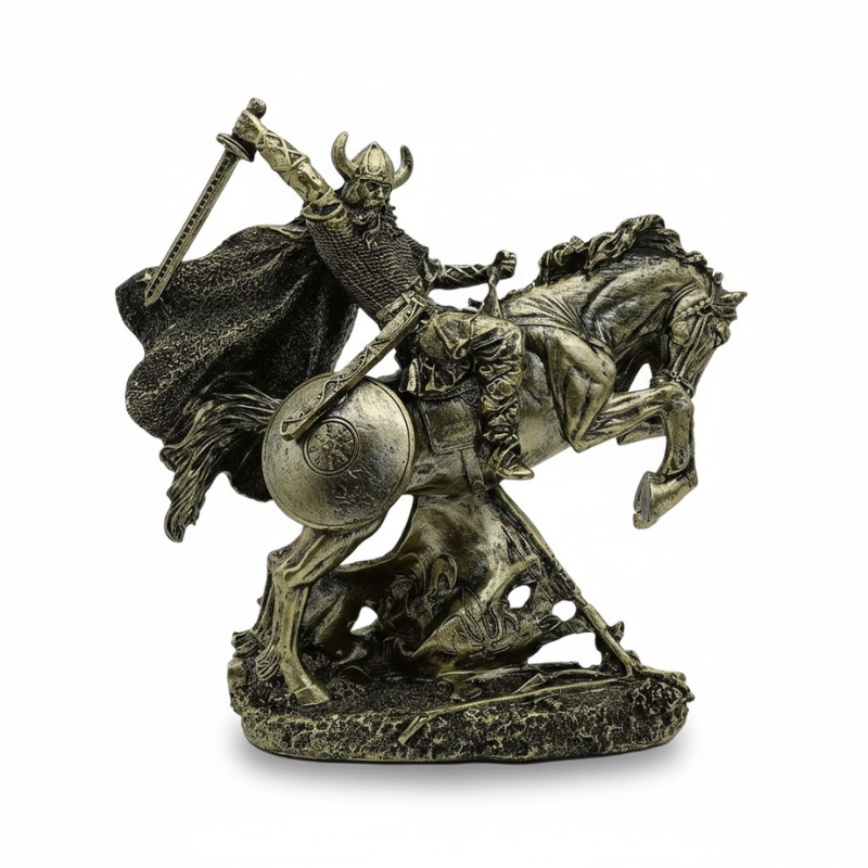 Wikinger-Skulptur auf Pferd | Edles Abschiedsgeschenk für Kollegen