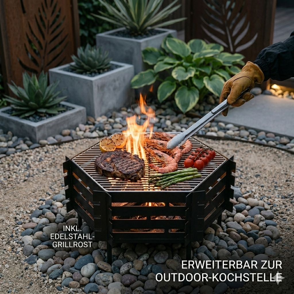 Steckbare Feuerschale aus Carbonstahl