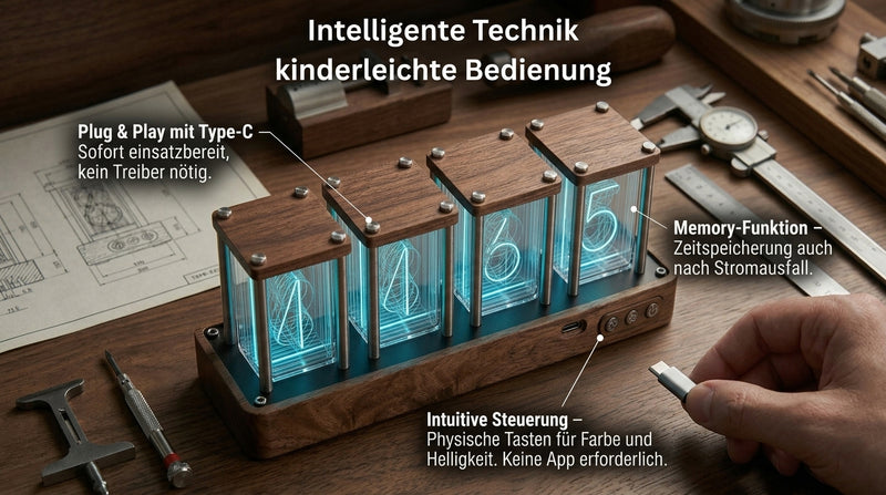 Warum diese IPS Nixie Uhr? Überlegene Materialien und technische Souveränität