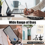Magnetischer Fidget Pen Anwendung: Nutzung als Kugelschreiber, Tablet-Stylus und magnetisches Konstruktionsspielzeug. Hochwertiges Design-Gadget für den Schreibtisch und als Geschenkidee.