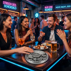 Fidget Spinner Metall mechanisch D20 Party Spaß Entscheidungshelfer deutsches Bar Kneipe Freunde Abend.