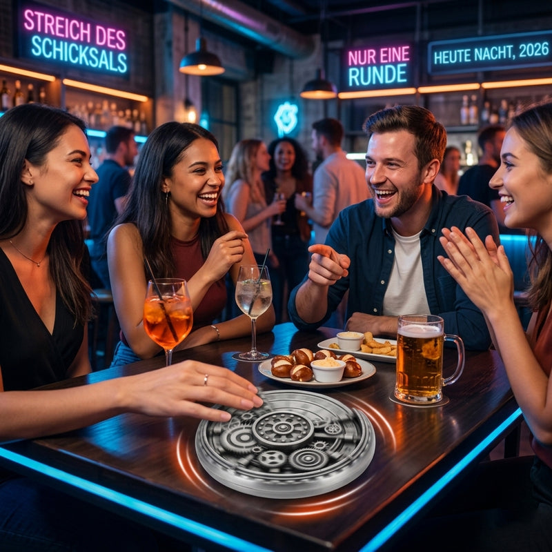 Fidget Spinner Metall mechanisch D20 Party Spaß Entscheidungshelfer deutsches Bar Kneipe Freunde Abend.