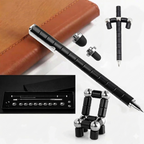 Magnetischer Fidget Pen in Matt-Schwarz: Ein modulares Set bestehend aus Magnetringen und Stahlkugeln, präsentiert mit edler Geschenkbox, zwei Stylus-Köpfen und verschiedenen kreativen Aufbauten. Ideales Anti-Stress Geschenk für Männer und Papa.