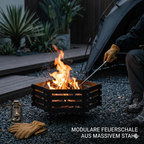 Steckbare Feuerschale aus Carbonstahl | Modulares Design für Garten & Outdoor