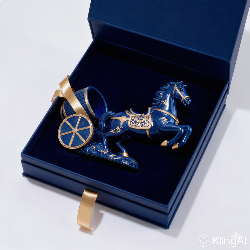 Weinflaschenhalter Pferd Blau & Gold | Ideenerei Geschenke
