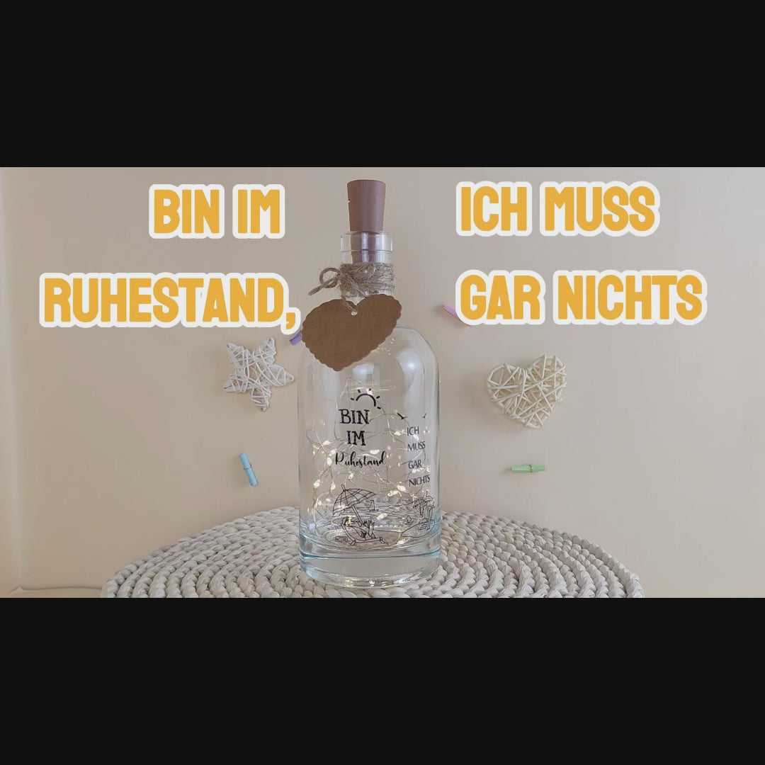 LED Flaschenlicht „Bin im Ruhestand"-Das emotionale Abschiedsgeschenk für Kollegen & Freunde