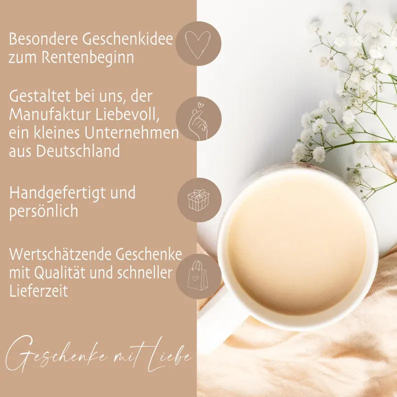 Das Abenteuer Ruhestand beginnt jetzt – Ihre personalisierte Tasse für die Rentnerin