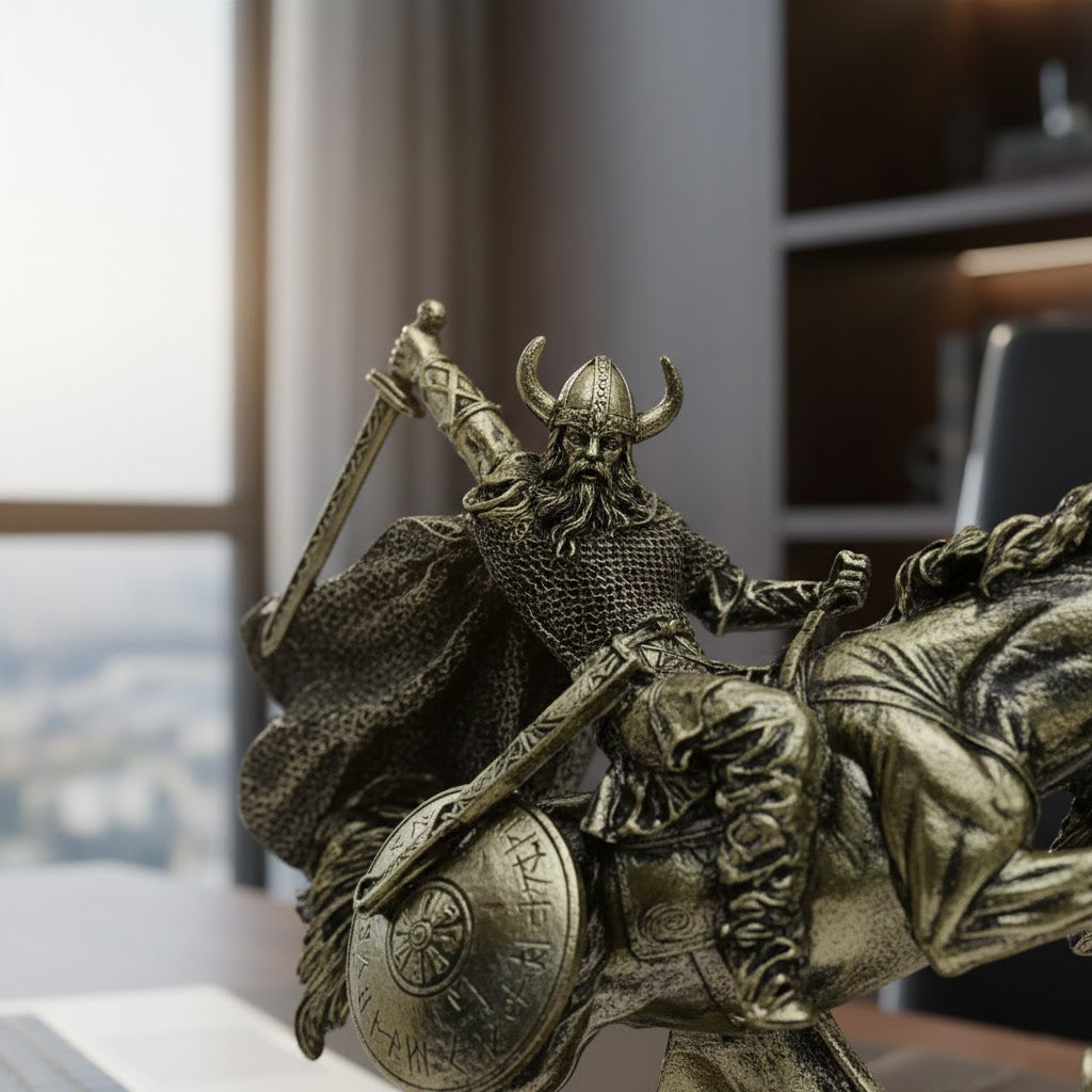 Wikinger-Krieger auf steigendem Pferd